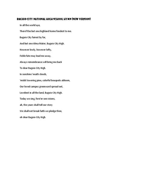 Baguio City Hymn .